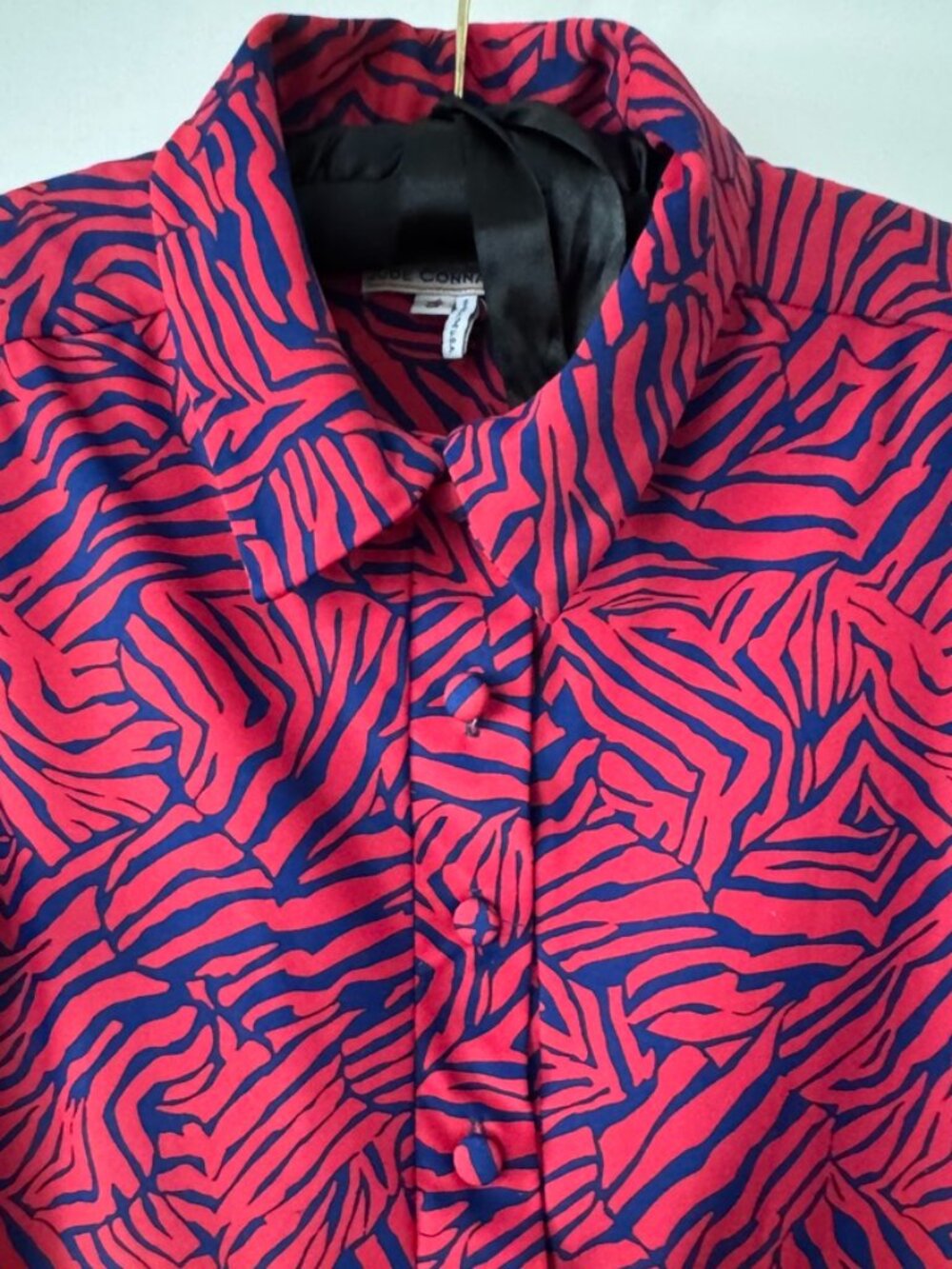 Jude Connally Pink & Navy Zebra Inspired Print Top, Size: S, Excellent Condition - Picture 2 of 7